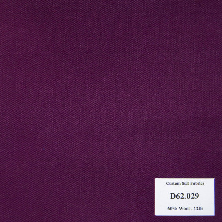  D62.029 Kevinlli V4 - Vải Suit 60% Wool - Tím mận Trơn